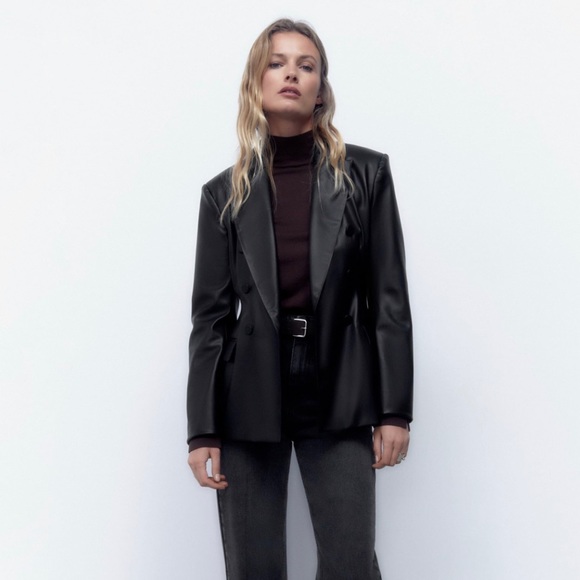 Zara Jackets & Blazers - Zara Leather Blazer Jacket